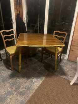 Antique Drop Leaf Dining Table 2 Chairs