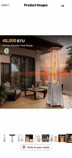 EAST OAK Pyramid Patio Heater, 48,000 BTU Outdoor All Stainless Steel, Quartz Glass Tube Propane Heater, Triple Protection System, With Wheels, for Co