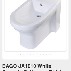 EAGO JA1010 White Ceramic Bathroom Bidet with Elongated Seat
