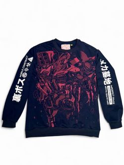 Mecha Graveyard Bosuman sweatshirt vintage Y2K 2000s anime-inspired graphic Gundam Style - Size Large