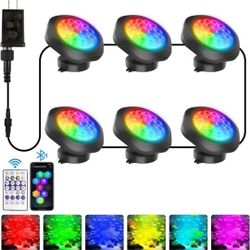 (New in Box) 
T-SUN Colored Pond Lights with APP and Remote Control – Bright LED Underwater Submersible Fountain Lights, IP68 Waterproof Landscape Spo