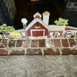 VINTAGE #587 BURWOOD PRODUCTS CO 3D FARM BARN SCENE 1974 WALL HANGING 46" CAR