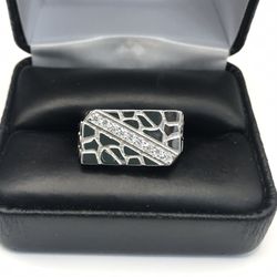 925 Sterling Silver 1.00CT MOISSANITE Nugget men’s Ring Size 10