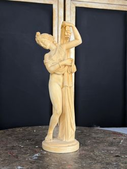 Vintage Classical Greek Style Ceramic Female Statue 10” Sculpture