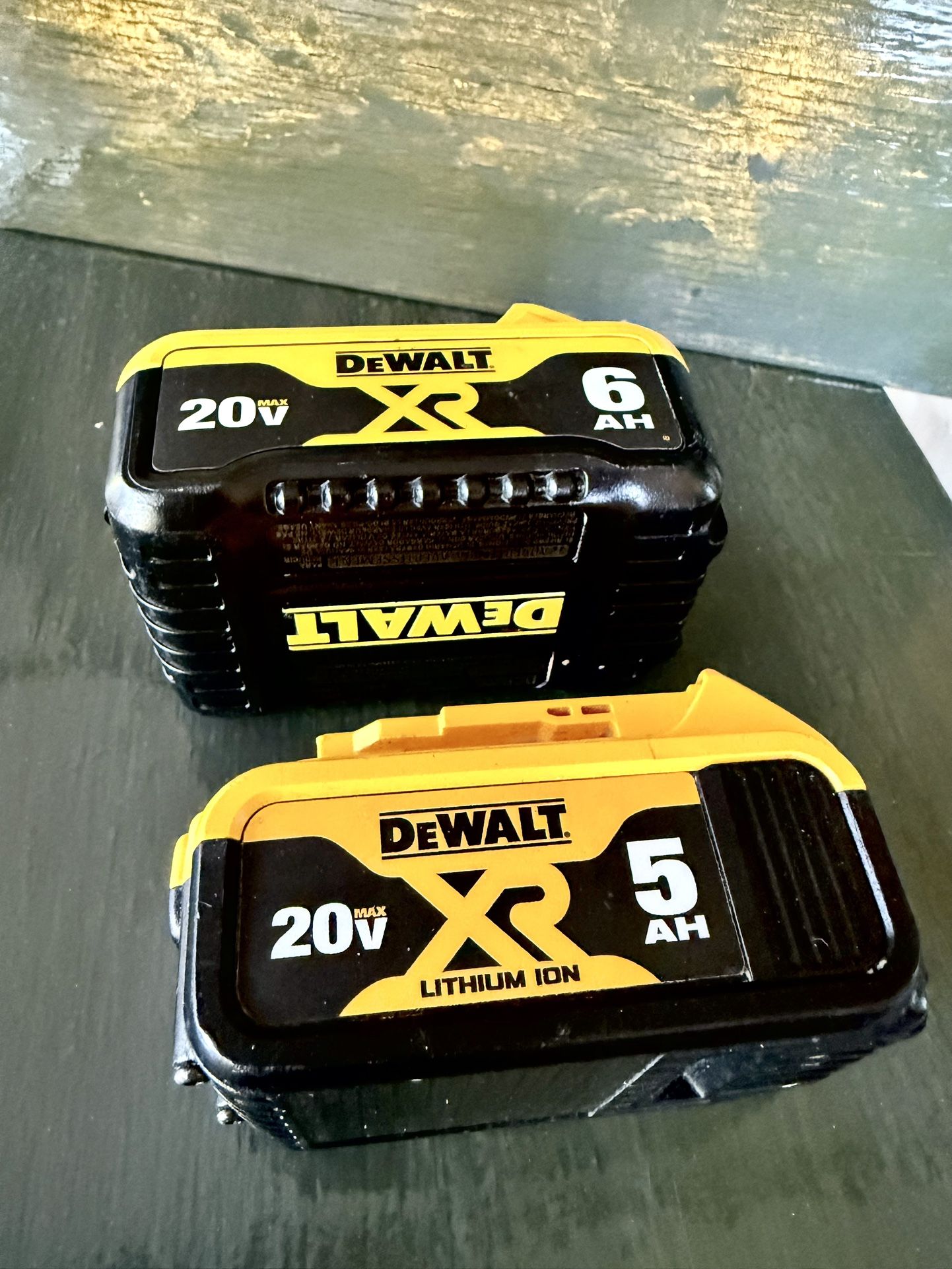 Dewalt 20V, 5 & 6 Amp XR Batteries. Both For $115