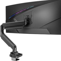 WALI Ultrawide Monitor Arm for 13 to 49 Inch Heavy Duty Curved Screens, Holds 33 Lbs, Adjustable Gas Spring Single Monitor Desk Mount with C-Clamp, Gr