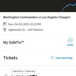 2 Commanders Vs Chargers Tickets Section 300 10/5