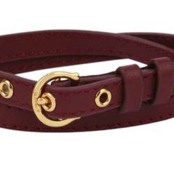 COACH C-buckle Double Wrap Leather Bracelet