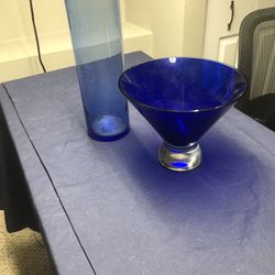 Blue Glass vase / Martini Bowl