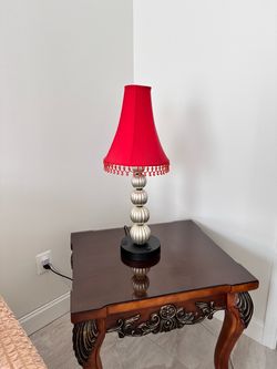 Set of 2 Red Glam Lamps w/ outlet port