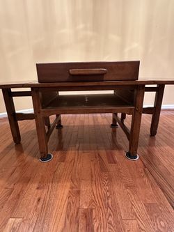 Vintage Bernhardt Solid Wood Drop-Leaf Expandable Coffee Table with Wood Drawer vtg obo