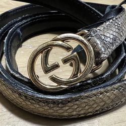 Vintage Womens Snakeskin Gucci Belt 
