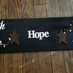 Brand New Black Wooden Sign Saying “figure Hope Love” R