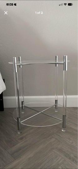 Set of 2 Acrylic and Silver Side Tables/Night Tables