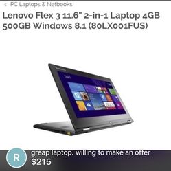 Lenovo Flex 3 11.6 2-in 1 Laptop 4GB, 500 GB Windows 8.1 (8oLXoo1FUS)