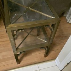 2 Brushed Brass End Tables