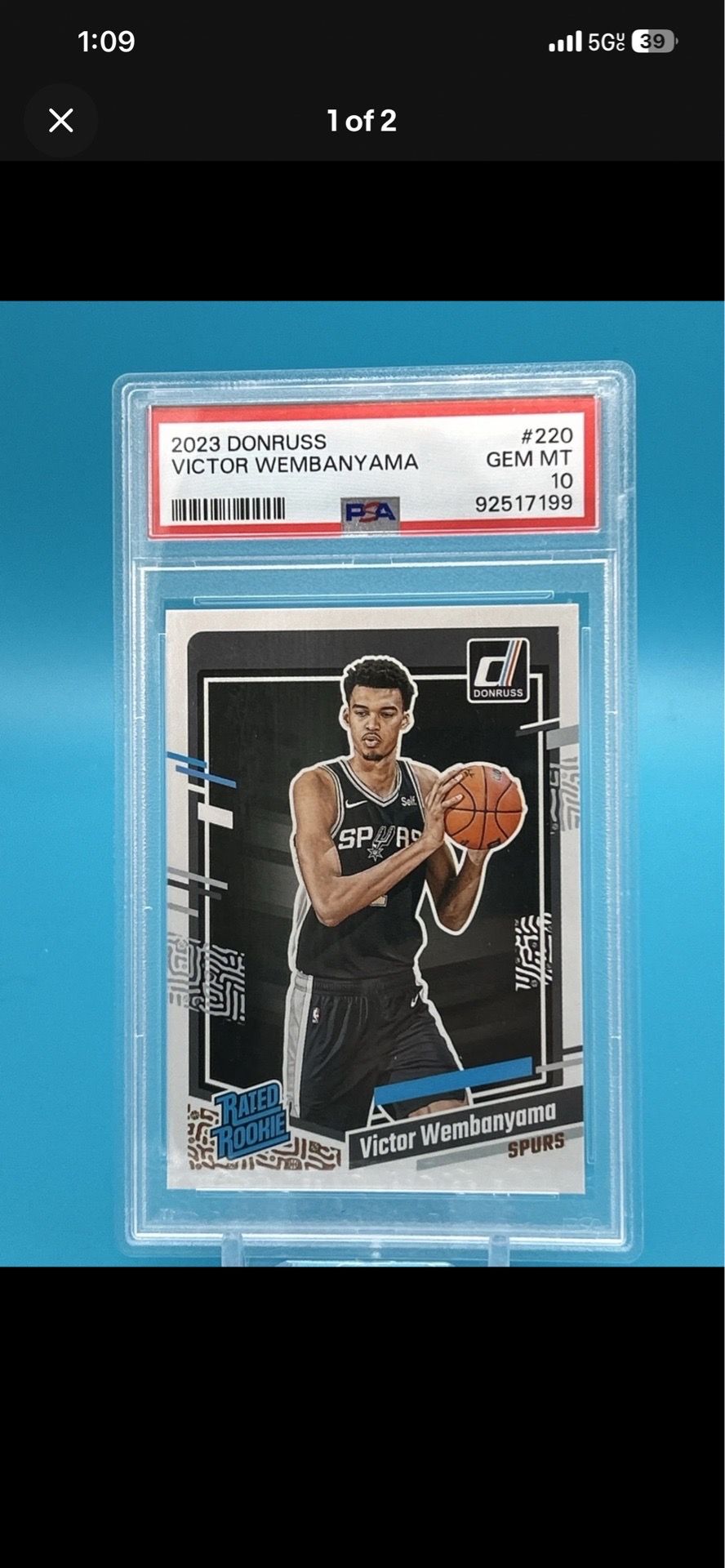 2023-24 Donruss 220 Victor Wembanyama Rated Rookie RC PSA 10 GEM