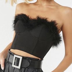 New Forever 21 Black Corset Crop Top 