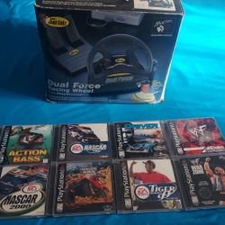 Playstation 1 Games And Dual Force Wheel