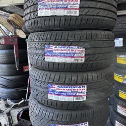SET OF FOUR NEW TIRES 245/50/18 AMERICAN ROADSTAR, INCLUDING MOUNT AND BALANCE, ASK FOR SIZE AND BRANDS