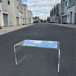 Modern Long Rectangle Acrylic Clear Thick Waterfall Coffee Table