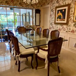 Exquisite Antique Dining Chairs And Cane Back And Custom Cushions 