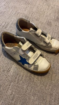 Golden Goose Old School Velcro Sneakers - White/Silver/Blue Star - EU 38 Women