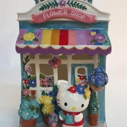 Blue Sky Clayworks Hello Kitty Floral Garden Flower Shop Candle House, 7.75-inch Height