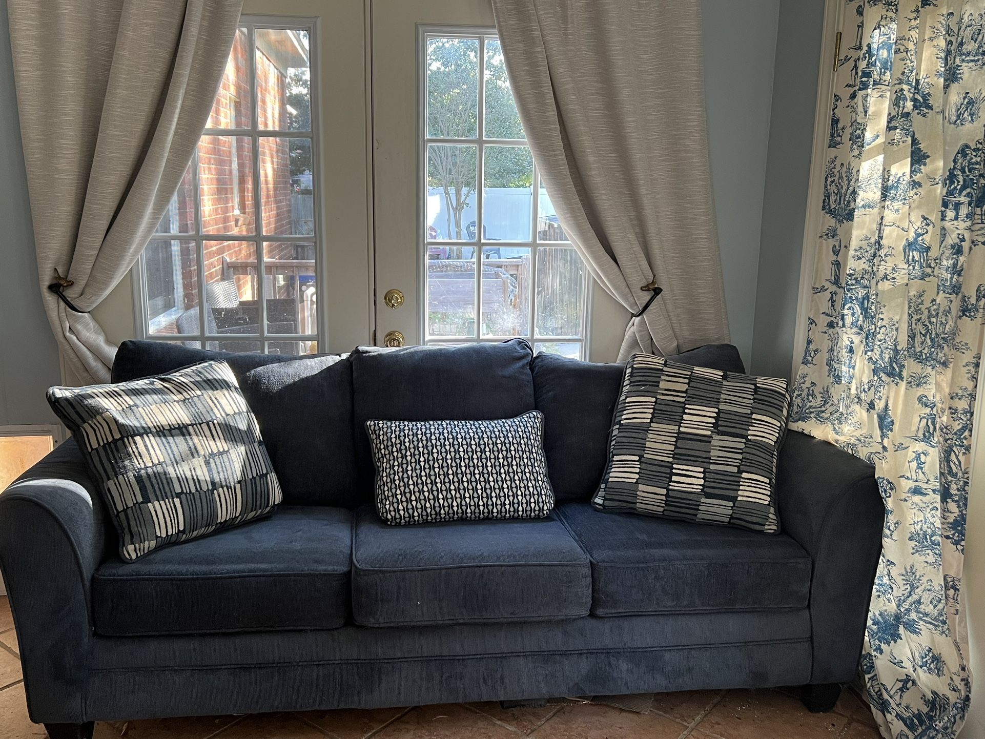 Sleeper Sofa Blue With Pillows
