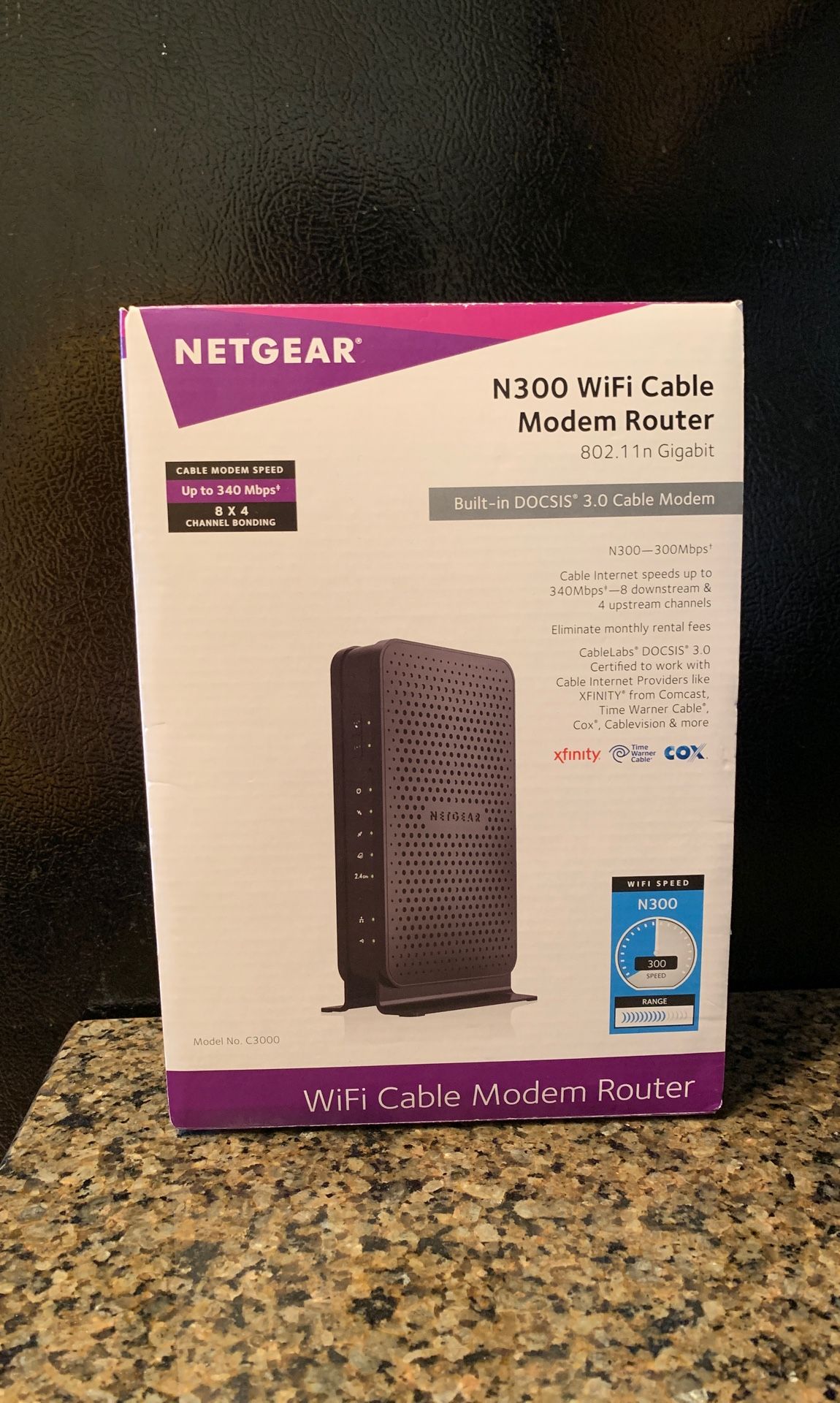 NETGEAR C3000-100NAS N300 (8x4) WiFi DOCSIS 3.0 Cable Modem Router (C3000) Certified for Xfinity from Comcast, Spectrum, Cox, Cablevision & More