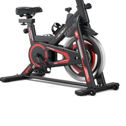 Exercise Bike-Indoor Cycling Bike Stationary Bike for Home Gym, Cycle Bike With Digital Display & Comfortable Seat Cushion, RedBlack