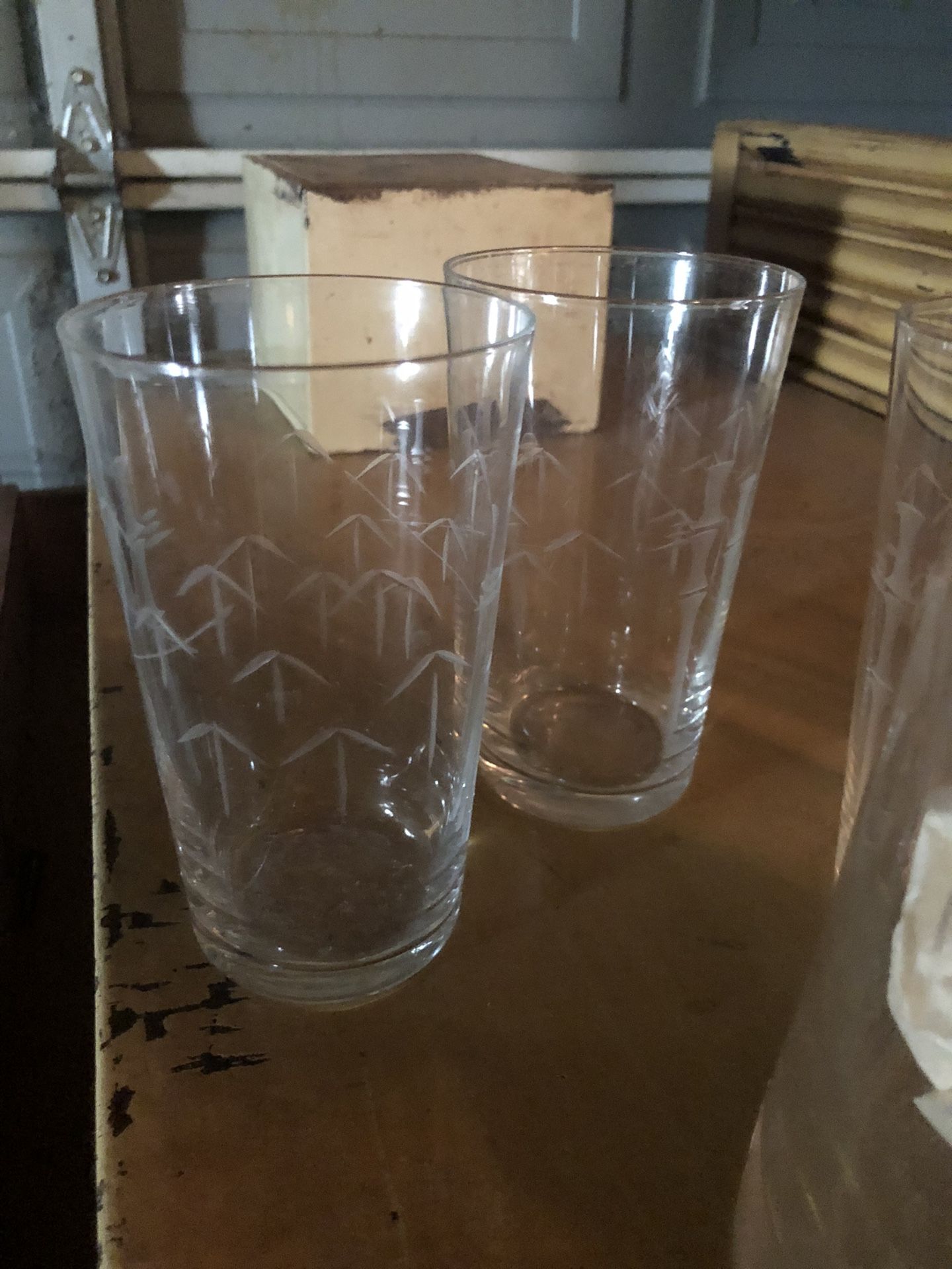 Glass Pitcher With 11or12 Matching Glasses
