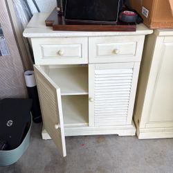 White Storage Cabinets With Doors And Drawers (2 Of Them)