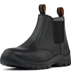  Work Boots for Men, Slip On Steel Toe 