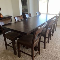 Solid Wood Table, Chairs And Dinning Server