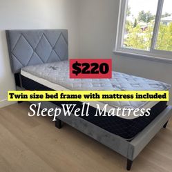 Twin Size Bed Frame With Mattress Included 