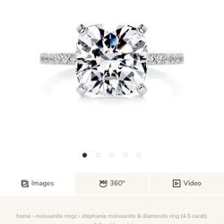 Engagement Ring 4.5 Carat Moissanite Diamond 14k White Gold Cushion Cut And Wedding Band 1 Carat
