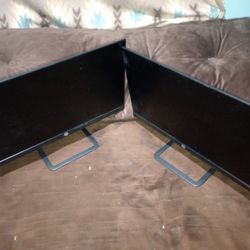 Dual Black Computer Monitors with Stands