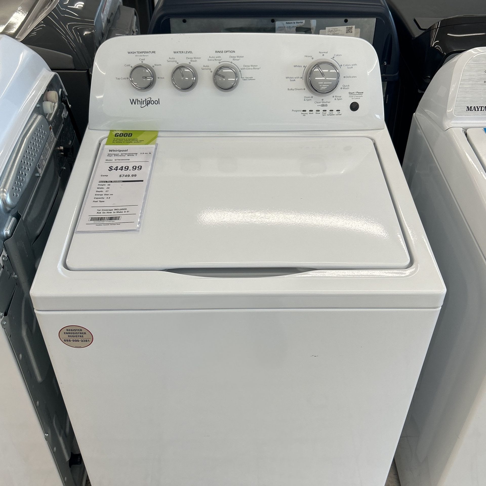 WTW4855HW 3.8 Cu Ft Washer Home & Garden