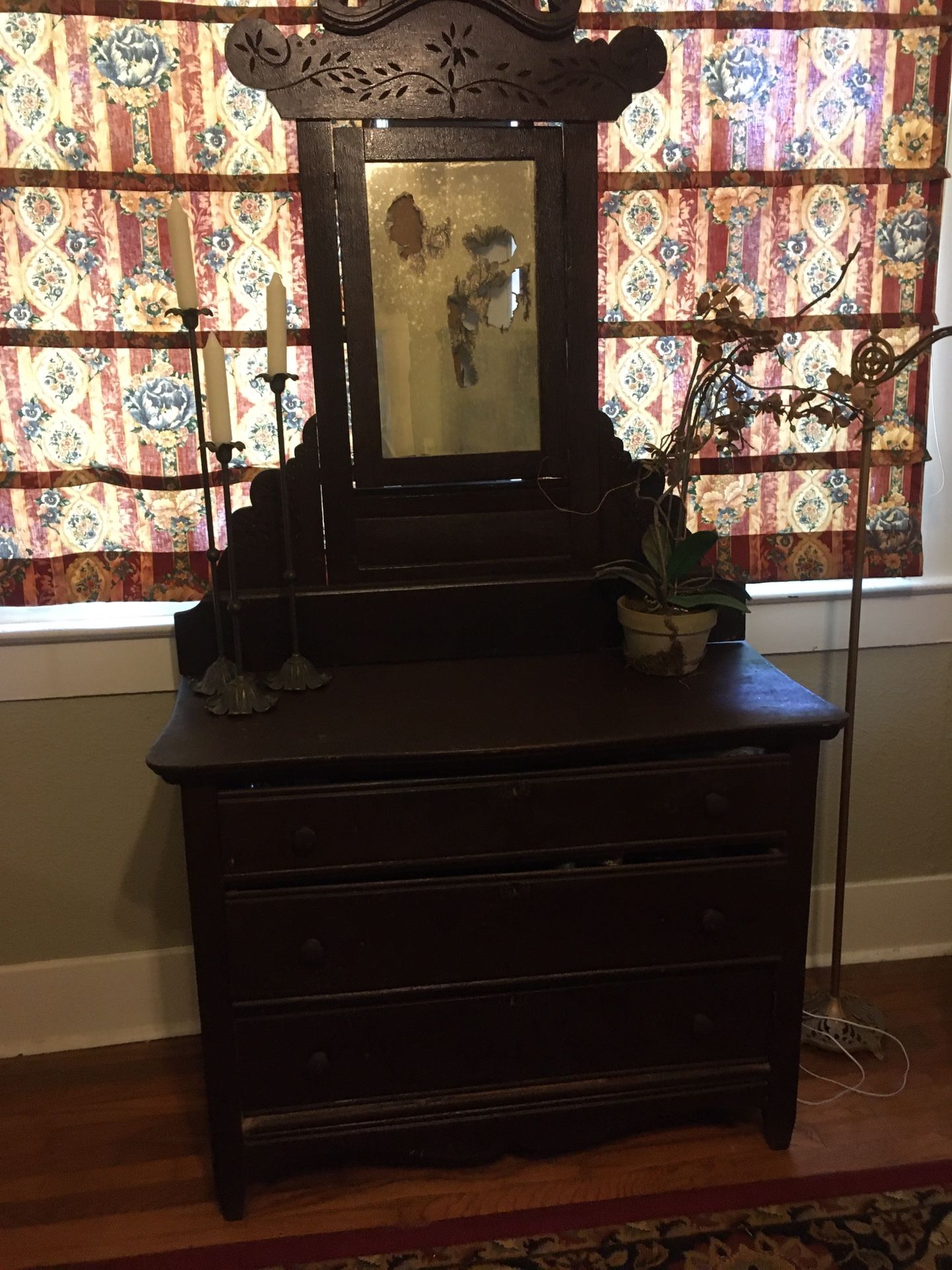 Antique chest with a mirror