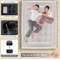 Raised Air Mattress with Built-in Pump ,18in Elevated Inflatable Mattress with Carrying Bag for Home and Camping, Queen Size 