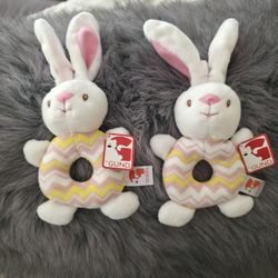Gund Pink And Yellow Bunny Ring Baby Rattle