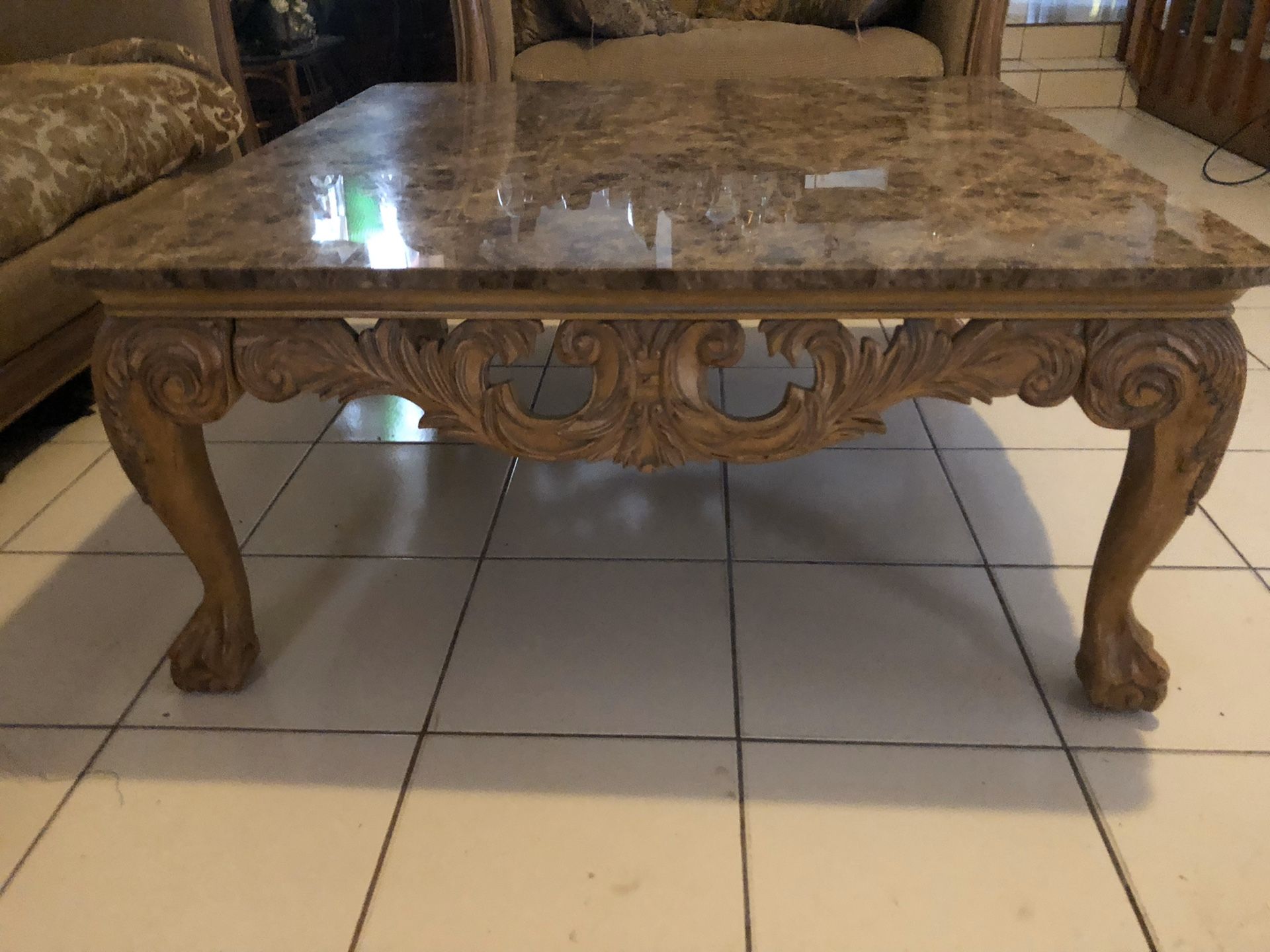 Solid wood/ marble coffee table