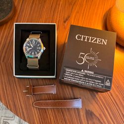 Citizen Eco-Drive Garrison 42mm Men’s Field Watch w/ Leather Strap and NATO BM6838-17L