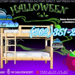 Twin Bunk Bed Natural With Mattresses Colchones Nuevos New 