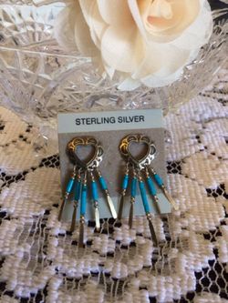 Silver Hearts earring / western style