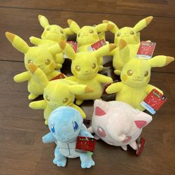 ✨ Pokémon Plush Bundle – Pikachu, Squirtle & Jigglypuff (Brand New with Tags!) ✨