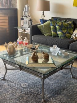 3-Piece Cast Iron & Glass Table Set — Coffee + Side + Console | $150