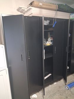 Metal storage cabinet with locks
