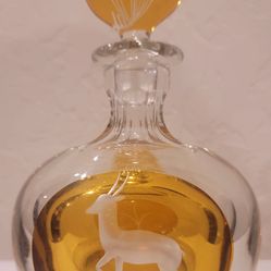 Vintage Scotch Decanter With Deer Etching, Amber Color